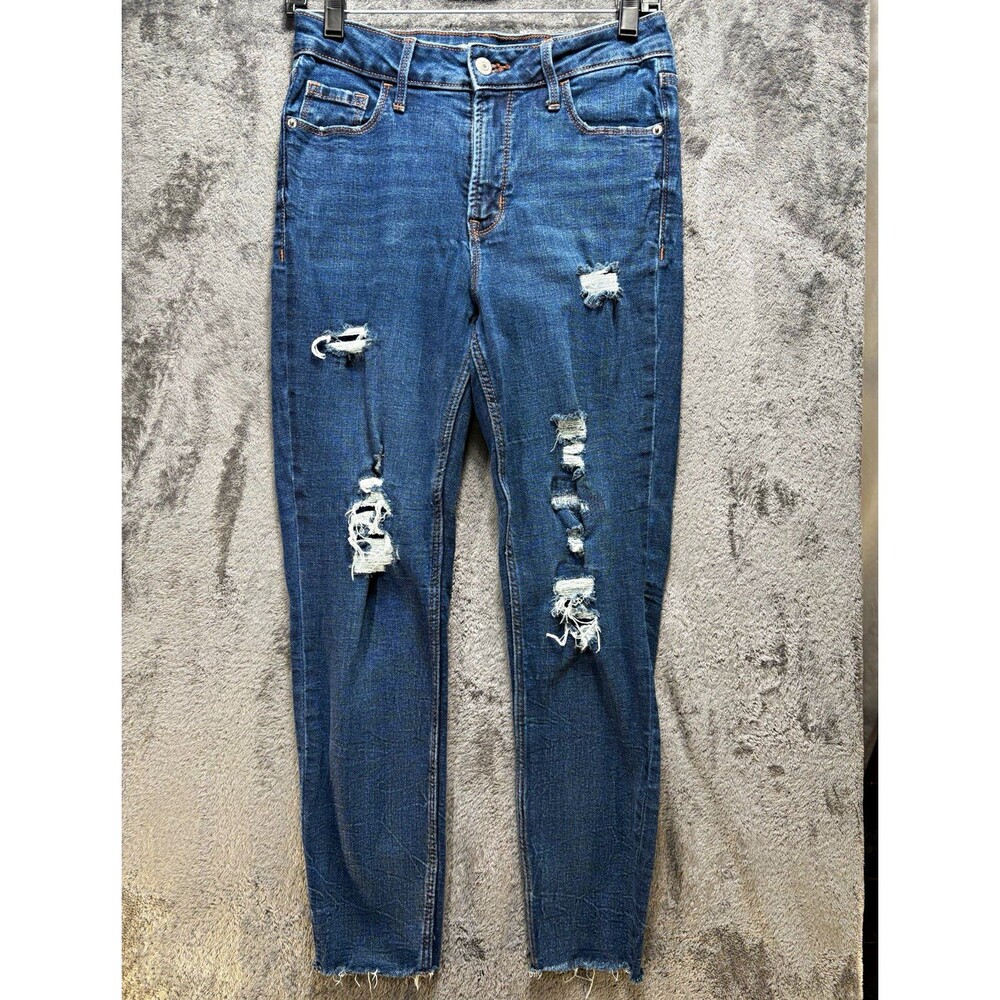 Madewell Women’s 10" High Rise Skinny Jeans Blue Medium Wash Distressed Size 6